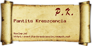 Pantits Kreszcencia névjegykártya